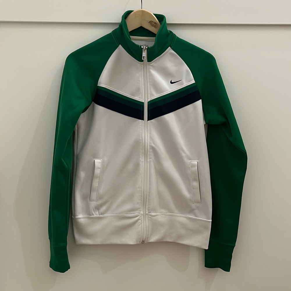 Nike track jacket.   Men’s Medium “The athletic dept” label.  White / Green